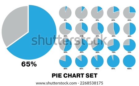 20 set pie chart percentage graph design, Infographic Vector 3d Pie Chart, Colorful circle percentage diagrams for infographic. 