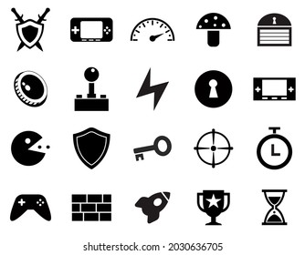 20 juegos de imágenes de iconos de videojuegos. listo para web e impresión. archivo editable