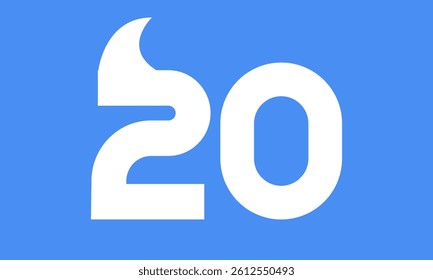 20 Shark Logo Number Simple Modern Blue