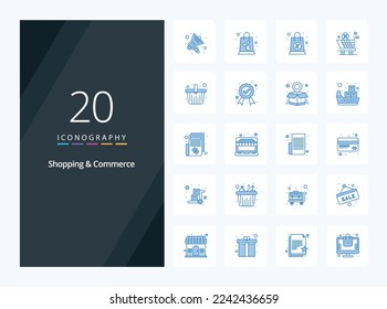20 Shopping And Commerce Blue Color icon for presentation