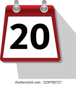 20 simple calendar icon on white background
