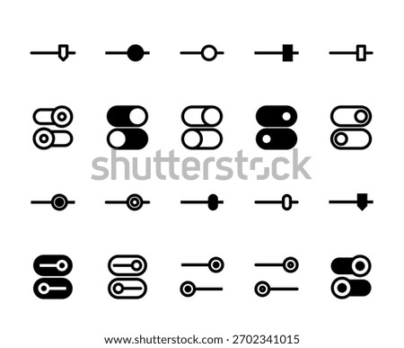 20 Slider and Switch Icons Line and Solid style for UI Controls