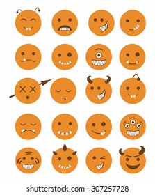 20 smiles vampires evil icons set in orange color