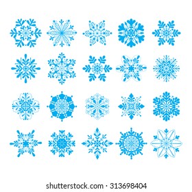 20 snowflakes icon collection.