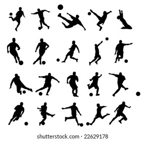 20 Soccer Poses Silhouette.