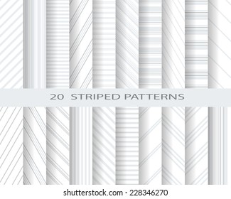 20 soft striped seamless  patterns, Pattern Swatches, vector, Endless texture can be used for wallpaper, pattern fills, web page,background,surface
