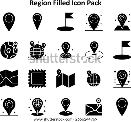 20 Solid Filled Icons for Region