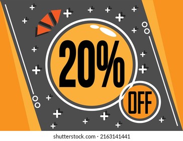 20% special offer. 20% discount for web and virtual stores. Vector in orange and black.