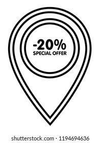 20% special offer and map pointer