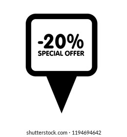 20% special offer and map pointer