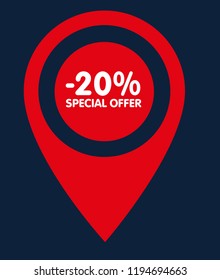 20% special offer and map pointer