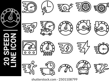 20 speed line icon, black and white