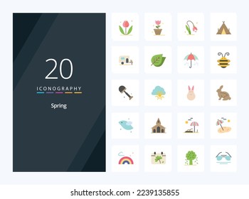 20 Spring Flat Color icon for presentation