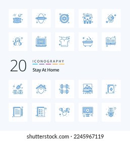 20 Stay At Home Blue Color icon Pack like cards art exercise painting art