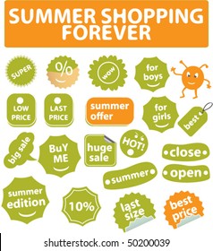 20 summer cute stickers. vector