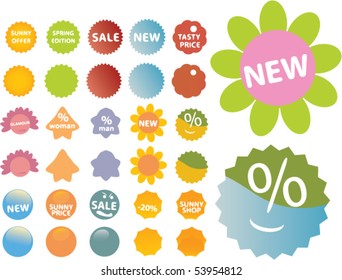 20 summer cute stickers. vector