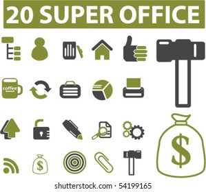 20 carteles de superoficina. vector