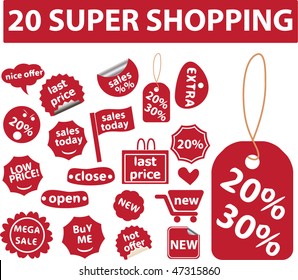 20 súper carteles de compras. vector