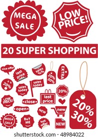 20 stickers de supercompras. vector
