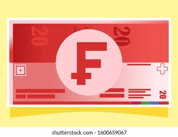 20 Swiss Franc Banknotes money vector icon logo illustration and design. Switzerland currency, business, payment and finance element. Can be used for web, mobile, infographic, and print.