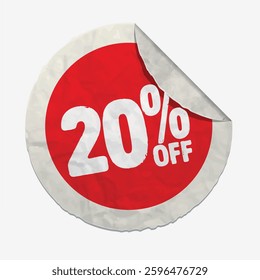 20% symbol sticker to be used in discount, campaign and sales designs on a white background.