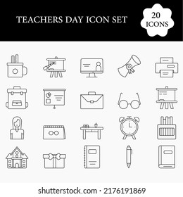 20 Icono De Día Del Profesor En Estilo Lineal.