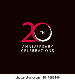 20 Th Anniversary Celebration Retro Vector Template Design Illustration