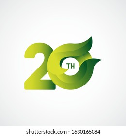 20 Th Anniversary Celebrations Green gradient Vector Template Design Illustration