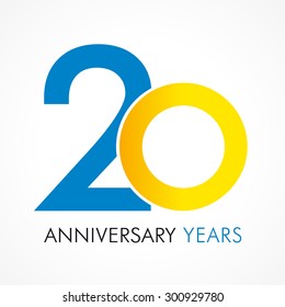 20 th anniversary numbers. 20s years old logotype. Creative bold congrats. Isolated abstract graphic web design template. Congratulation with rings digits. Up to 20%, -20% percent off discount concept