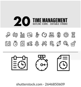 20 Time Management line icon Symbol