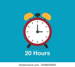 20 Timer sign icon. 20 Hours stopwatch symbol in blue background
