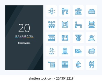 20 Train Station Blue Color icon for presentation