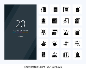 20 Travel Solid Glyph icon for presentation