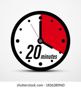 20 - Twenty Minutes Clock Symbol Isolated - Vector