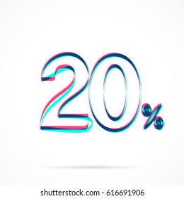 20% - Twenty Percent hand drawn with blue and pink highlighters, isolated on a blank background.
Vector illustration, easy to edit, manipulate, resize or colorize.