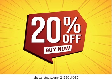 20% twenty percent off buy now poster banner graphic design icon logo sign symbol social media website coupon

