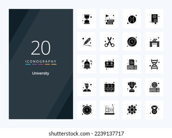 20 University Solid Glyph icon for presentation