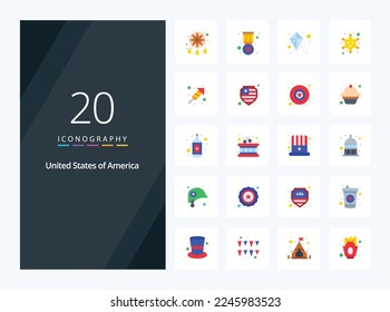 20 Usa Flat Color icon for presentation