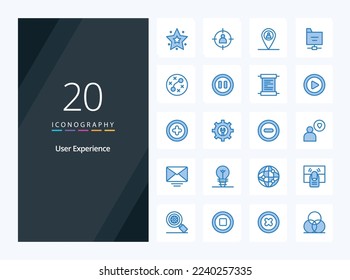 20 User Experience Blue Color icon for presentation