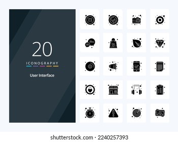 20 User Interface Solid Glyph icon for presentation