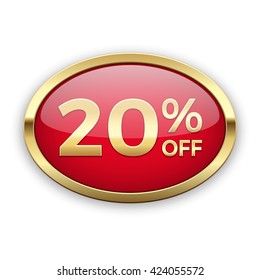 20% vector badge, gold