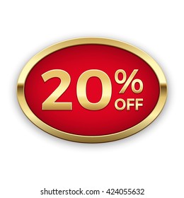 20% vector badge, gold
