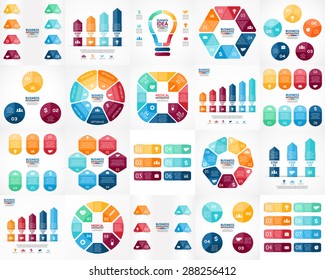 20 Vector Color Infographics. Templates Set For Cycle Diagram, Graph, Presentation And Round Chart. Business Startup Concept With 3, 4, 5, 6, 7, 8 Options, Parts, Steps, Processes. Arrows Info Graphic