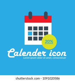 20% vector icon and calendar symbol