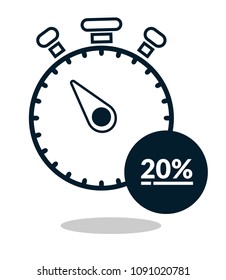 20% vector icon and stopwatch