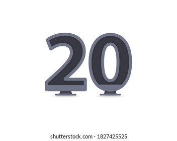 20 vector number design. For logo, brand label, design elements, corporate identity, application etc. İsolated vector illustration          
