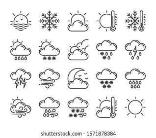 20 Weather icons. Weather Forecast line icon set. Vector illustration.