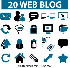20 web blog icons 2.0, vector