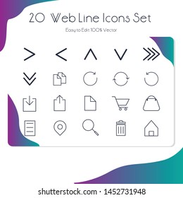 20 Web Line Icons Set