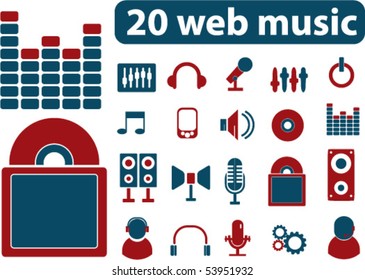 20 web music signs. vector